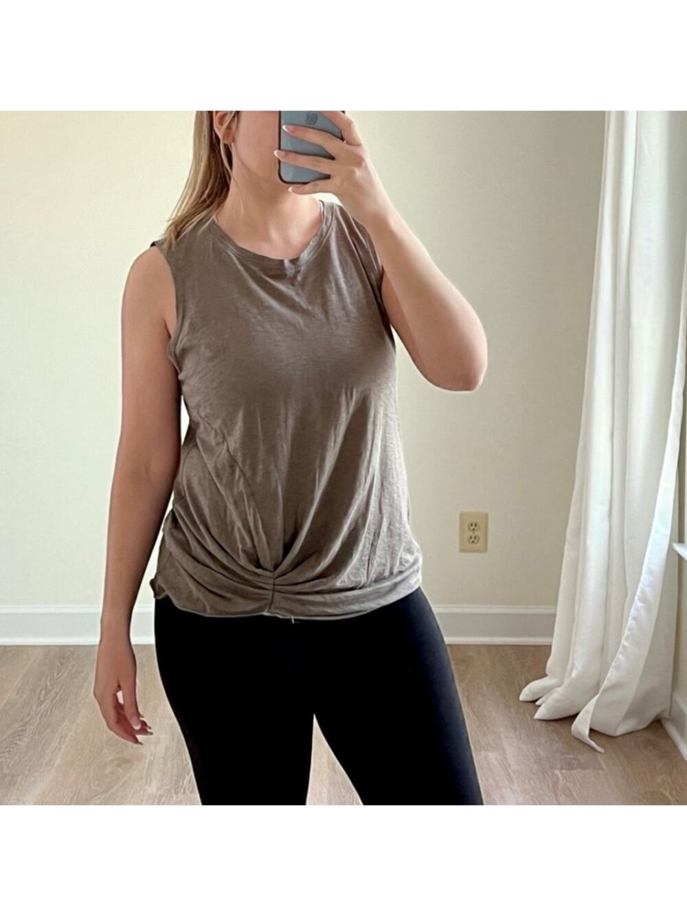Michael Stars Gathered Knot Supima Cotton Tank OS Earthy Sustainable